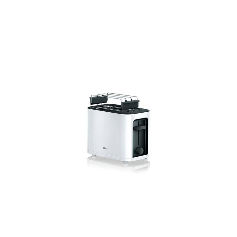 Braun HT3000WH Grille-pain 2 tranches 1000 W Noir, Blanc - multicolore HT3000WH_0
