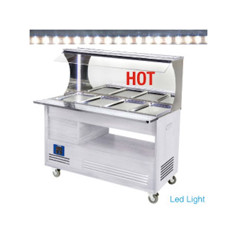 Buffet chauffant mural DIAMOND - bois teinte blanc - 4 x GN 1/1 - bain-marie et éclairage LED_0