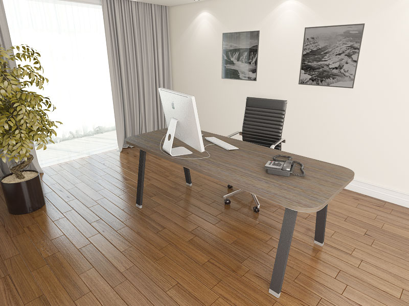 Bureau de direction avec piétement de forme trapèze ou pont, L180 / 200 x P80 x H73.4 cm - KELSO_0