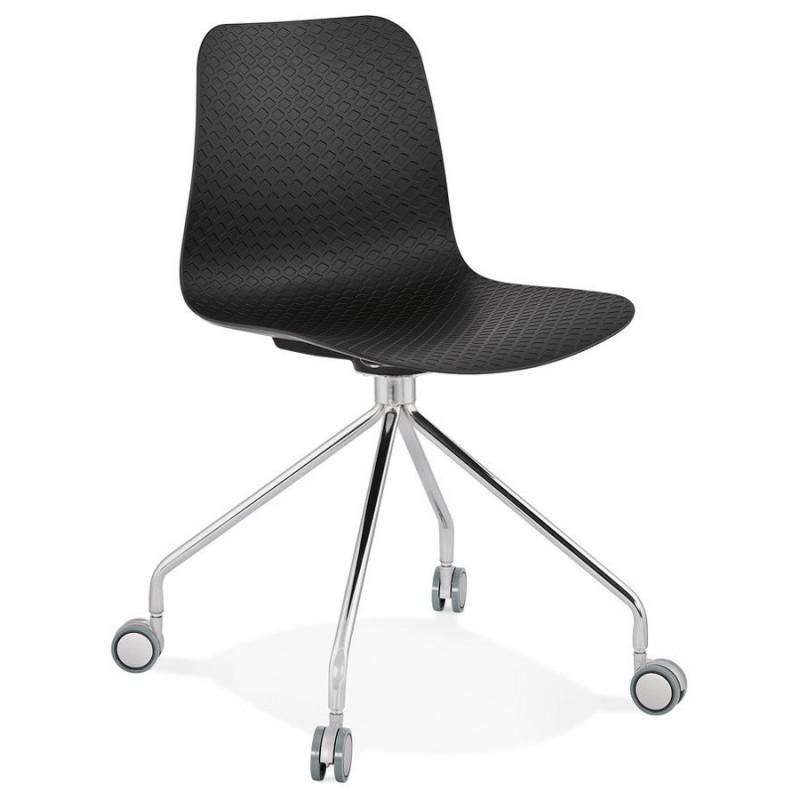 Fauteuil de bureau Sammy - 80 cm - Noir et Argent - Paris Prix_0