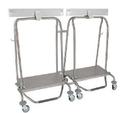 Chariot collecteur de déchets MANUCLEAN - double midi - inox, anti-bactérien, pour 2 sacs de 40 à 80 L_0