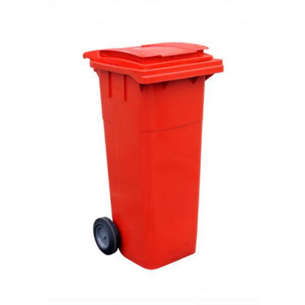 Conteneur poubelle 140 litres - Rouge Grenat - Roues silencieuses - Fabriqué en France - Marque Rolléco_0