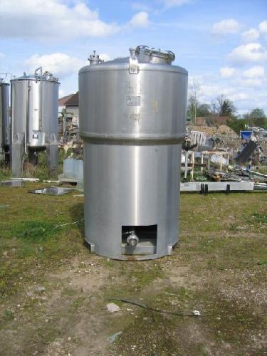 Cuve simple enveloppe en inox - 1000 litres - fond conique avec vidange et trou d'homme - d'occasion_0