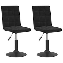 Décoshop26 - Lot de 2 chaises de salle à manger siège pivotant hauteur réglable en velours noir DEC025294 - noir 3000255175840_0
