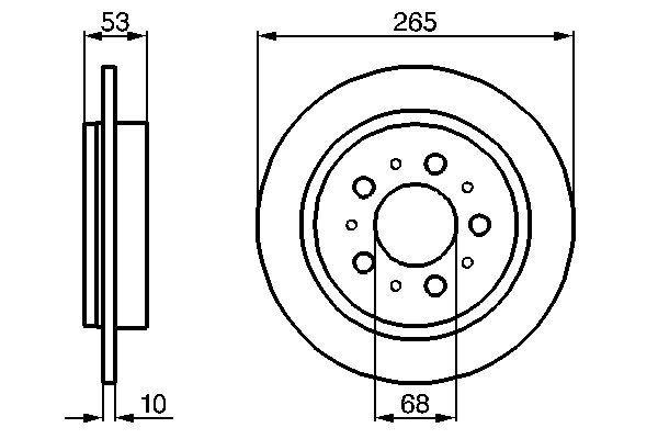 Disque de frein Bosch 0986478042 - boîte de 2 disques arrière - type plein - 5 trous - épaisseur 10 mm_0
