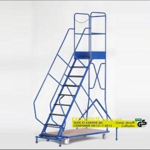 Escabeaux industriels roulants - 7 à 9 marches - pour usages professionnels_0