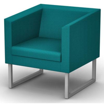 Fauteuil d'accueil Sten 1 place Tissu vert canard Piètement acier aluminium_0