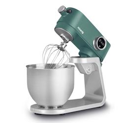 H.Koenig KM128 Pétrin Professionnel, 800 W, Capacité 5 L, 8 Vitesses, Jusqu'à 1,5 Kg de Pâte, Tête Inclinable et Mobile, Inox - argenté inox KM128_0