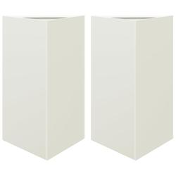 Helloshop26 - Jardinière bac lit surélevé plantes fleurs jardin terrasses lot de 2 triangulaire 50 x 43 x 75 cm acier blanc 02_0039105 - 3000217991297_0