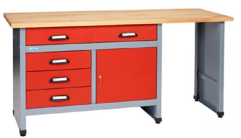 KUPPER - ETABLI 1 PORTE 4 TIROIRS ET 1 EMPLACEMENT L:170CM - ROUGE 12032