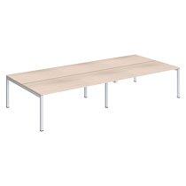 Pôle 4 bureaux droits Teamline L 360 cm - plateaux chêne clair piètement métal blanc arche_0