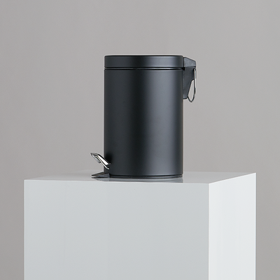 Poubelle à pédale noire 3L - inox - avec seau intérieur en plastique - SKU: h-776-222203zw_0