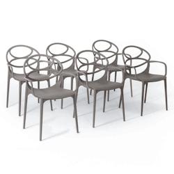 RATTATAN Set de 6 chaises en polypropylène avec fibre de verre, empilables pour extérieur et jardin, bar et restaurant, cuisine design moderne -Char_0