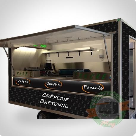 Remorque à snack ambulant en panneau Polyfont - Rangement compact - Base 600 - Dimensions 600x200x210cm_0