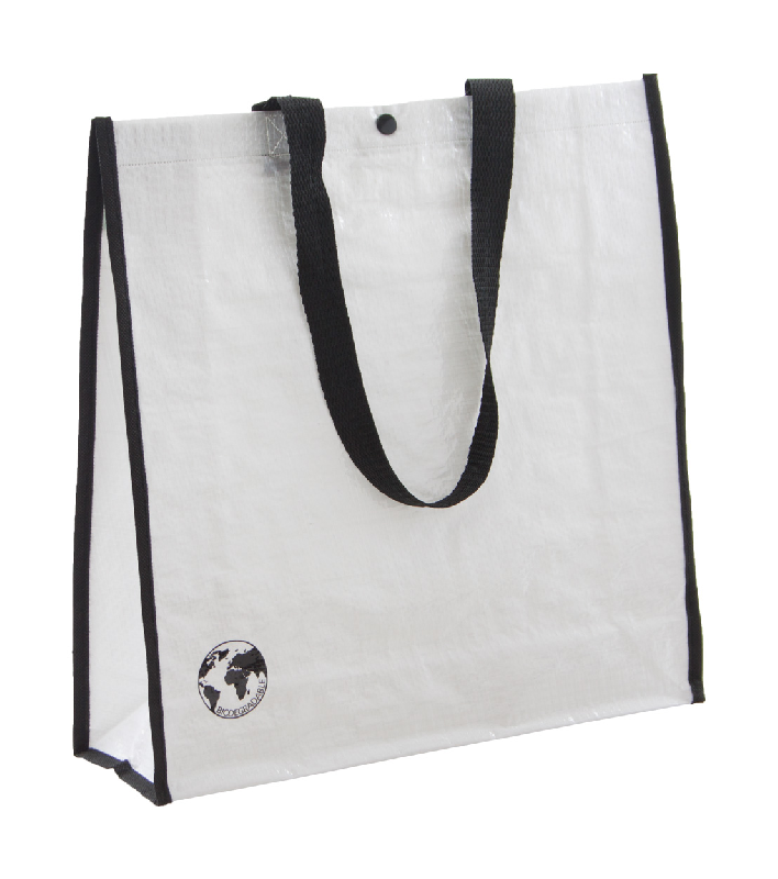 Sac shopping biodégradable - PP tissé 120 g/m² - fermeture à pression - couleur blanc_0