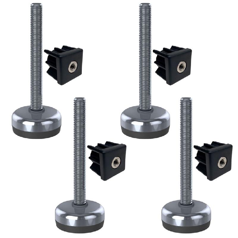 Pied en acier inoxydable 12x100x50mm, base avec tampon en caoutchouc + inserts 40x40x1.2mm -Set of 4_0