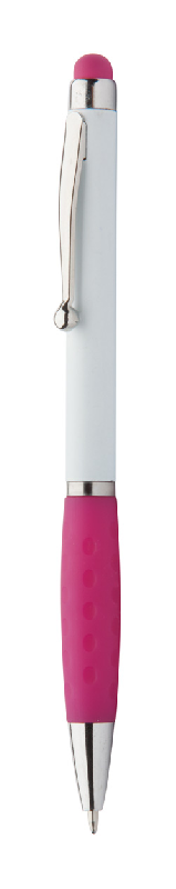 Stylo bille en plastique - stylet intégré - couleur fuchsia - encre bleue_0