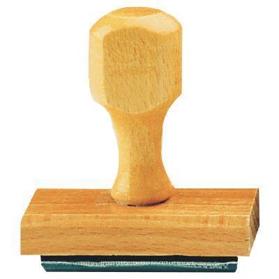 Timbre monture en bois - plaque caoutchouc - texte personnalisable sur 4 lignes - Fabricant ITM - Réf BOIS+4L_0