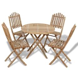 VidaXL Ensemble à manger d extérieur pliable 5 pcs Bambou - marron Bambou 41497XL_0