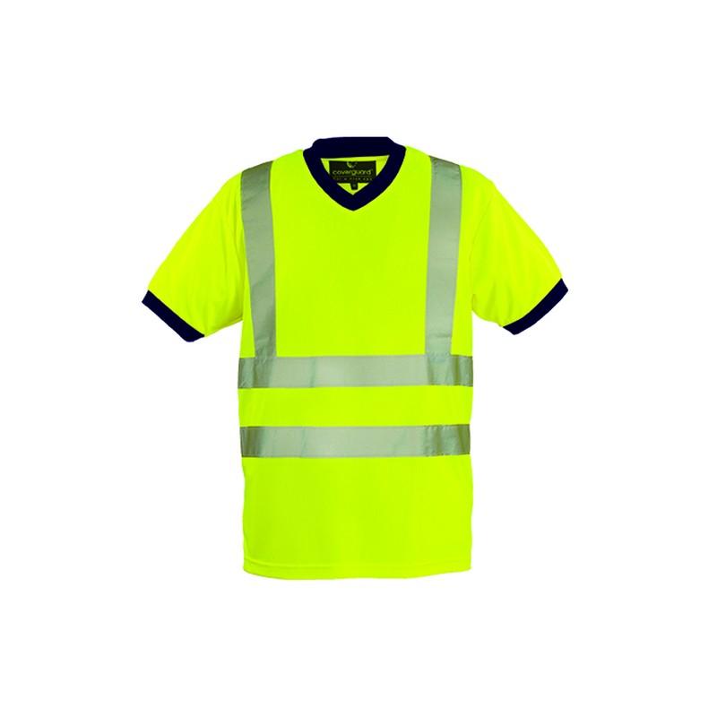 YARD - Tee-shirt HV Jaune - Polyester maille piquée fluorescente avec bandes rétro réfléchissantes_0