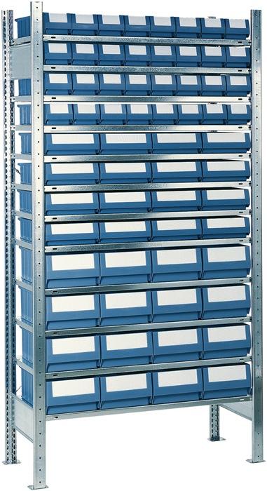 Étagère à emboîter H2000 x l1000 x P400 mm - étagère de base avec 12 supports en acier galvanisé - portance 150 kg par fond de casier, charge 1300 kg_0