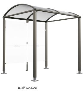 Abri vélos voûte M - bardages en verre sécurisé, structure acier galvanisé, toiture polycarbonate alvéolaire_0
