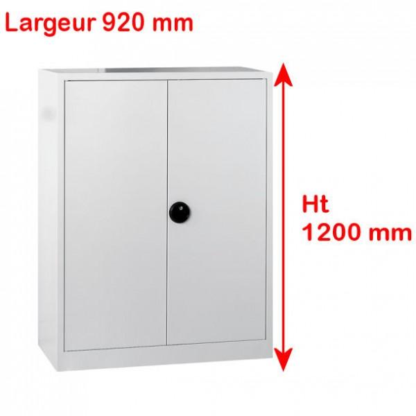 Armoire à portes battantes H 1200 x L 920 mm - Coloris gris - Polyvalente pour bureau - Marque Rolléco_0