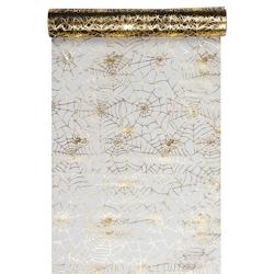 Chemin de table organza 28x400cm toile d'araignée or brillant (20 unités) MESA BELLA - noir textile 3701168936220_0