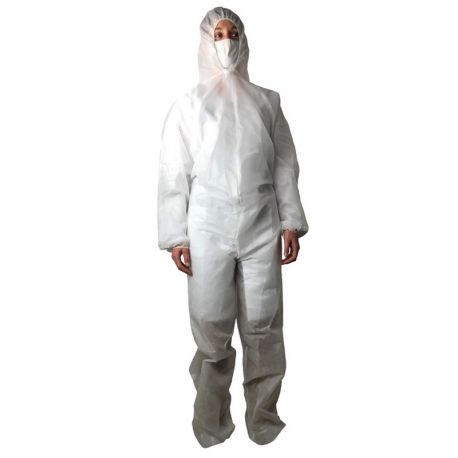 Combinaison jetable blanche avec capuche - CPP-W40 PBV - 40 g/m²_0
