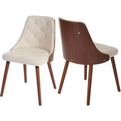 Décoshop26 - Lot de 2 chaises de salle à manger capitonné design chic en bois noyer et assise en synthétique crème CDS04468 - 3000647169600_0
