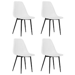 Décoshop26 - Set de 4 chaises de salle à manger dossier incurvé design moderne en PP blanc et métal noir DEC025605 - blanc 3000255343430_0