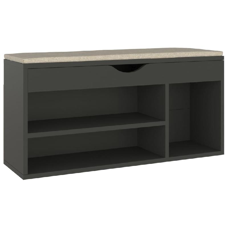 Helloshop26 - Banc à chaussures bottes commode étagère meuble entrée rangement et coussin 104 x 30 x 49cm bois d'ingénierie gris 02_0022954 - gri_0