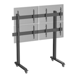 KIMEX Support TV sur pieds - mur d'images 4 écrans 45''- 55'' hauteur 175cm à roulettes noir - noir 3700685426139_0