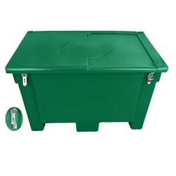 PLAST'UP ROTOMOULAGE Bac de stockage de denrées animales/multi-usages 300l avec grenouillères + cadenas - VERT - vert 0036336286214_0