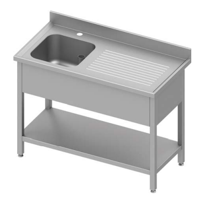 Plonge inox adossée avec 1 bac  à gauche avec étagère 1200x600x900 soudée - 934476120S_0