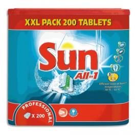 SUN PROFESSIONAL BOITE DE 200 TABLETTES POUR LAVE VAISSELLE TOUT EN UN MAXI PACK