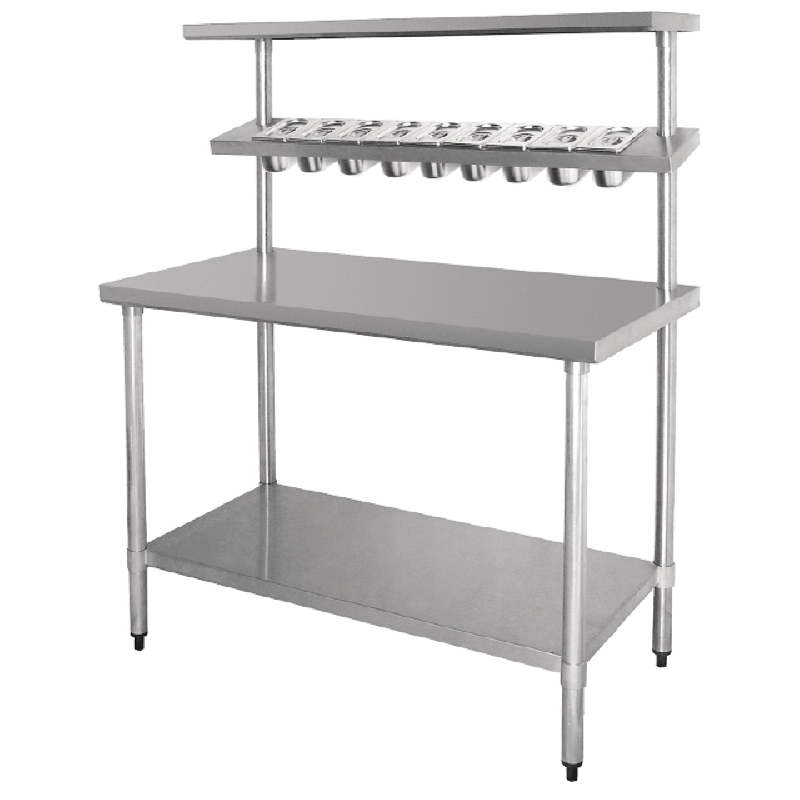 Table en inox avec étagères pour bacs gastro en 1m80_0