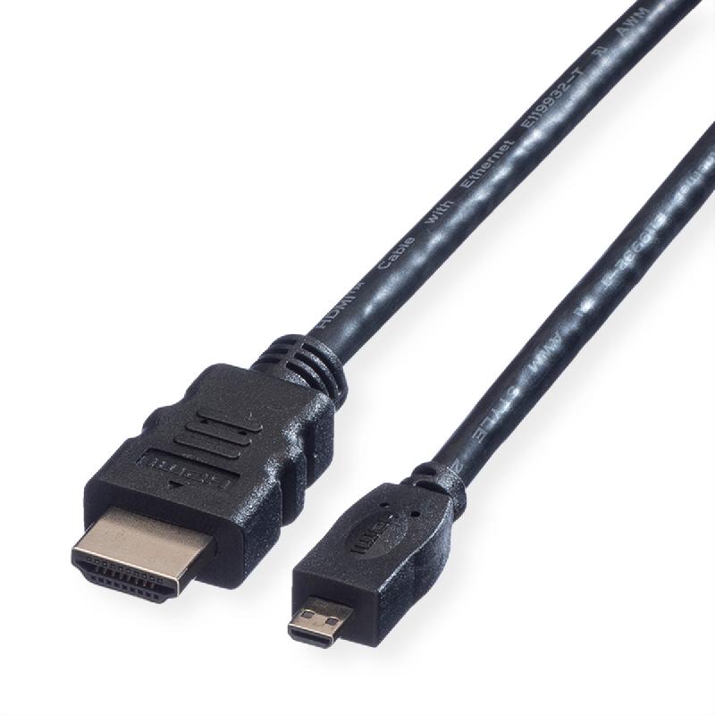 Value câble hdmi high speed avec ethernet, hdmi a m - micro hdmi d m, 2 m_0