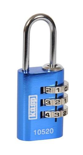 KASP K10520 - Cadenas à combinaison en aluminium anodisé bleu 20 mm - Anse acier et cadran laiton nickelé_0