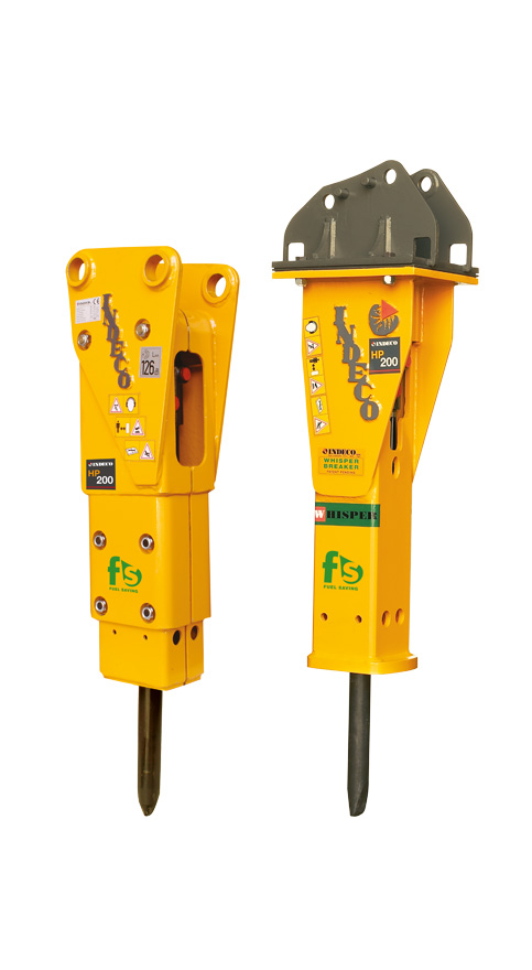 Brise-roches hydrauliques HP 200 FS - Indeco - pour excavatrices de 1,4 à 5 tonnes, 300 joules d'énergie de frappe_0