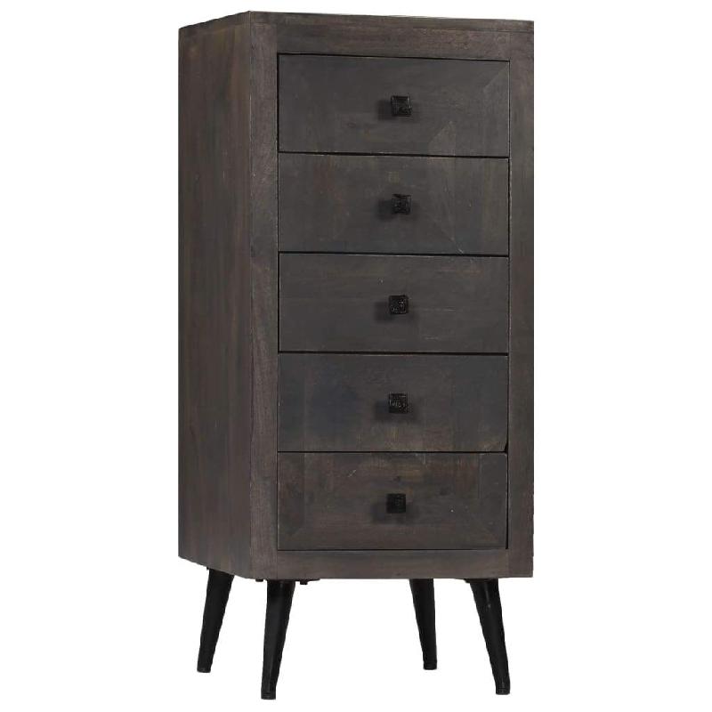 Buffet en bois massif de manguier - 91 cm - 5 tiroirs - Style rétro avec pieds en acier - Réf. 4402073_0