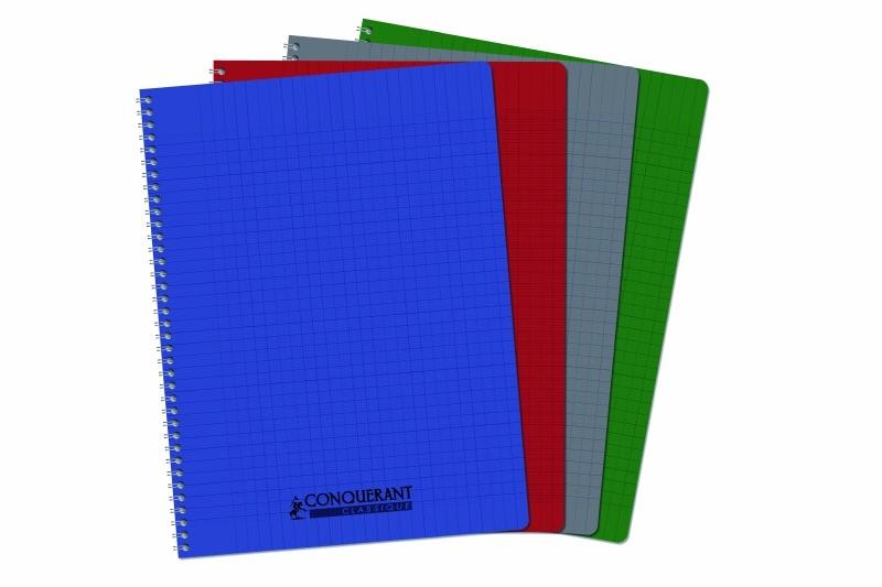 CONQUERANT Lot de 5 Cahier Classique PP rel. Intégrale 24x32, 100p./50 feuilles 90g/m², Séyès, coloris assortis (4) - 3020120134956_0