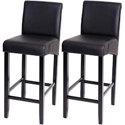 Décoshop26 - Lot de 2 tabourets de bar en synthétique noir mat pieds foncé avec repose pieds TDB04010 - noir 3000148356110_0