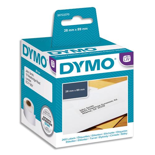 Dymo pack de 2 rouleaux de 130 étiquettes adresse adhésif permanent 28x89mm s0722370_0