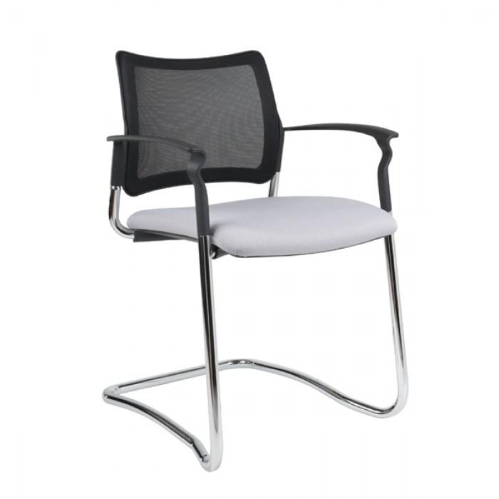 Fauteuil visiteur Pogo - dossier résille noire, piètement chromé, inclinaison à 20°_0