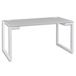 Gautier office bureau droit sunday gris, 2 passe-câbles sur plan bois - dimensions : l140 x h73 x p80 cm_0