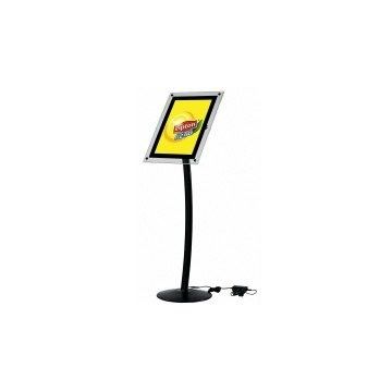 Hsfucualn00a4 - Porte menu A4 - Éclairage LED - Pied et socle aluminium noir - Hauteur 125cm_0