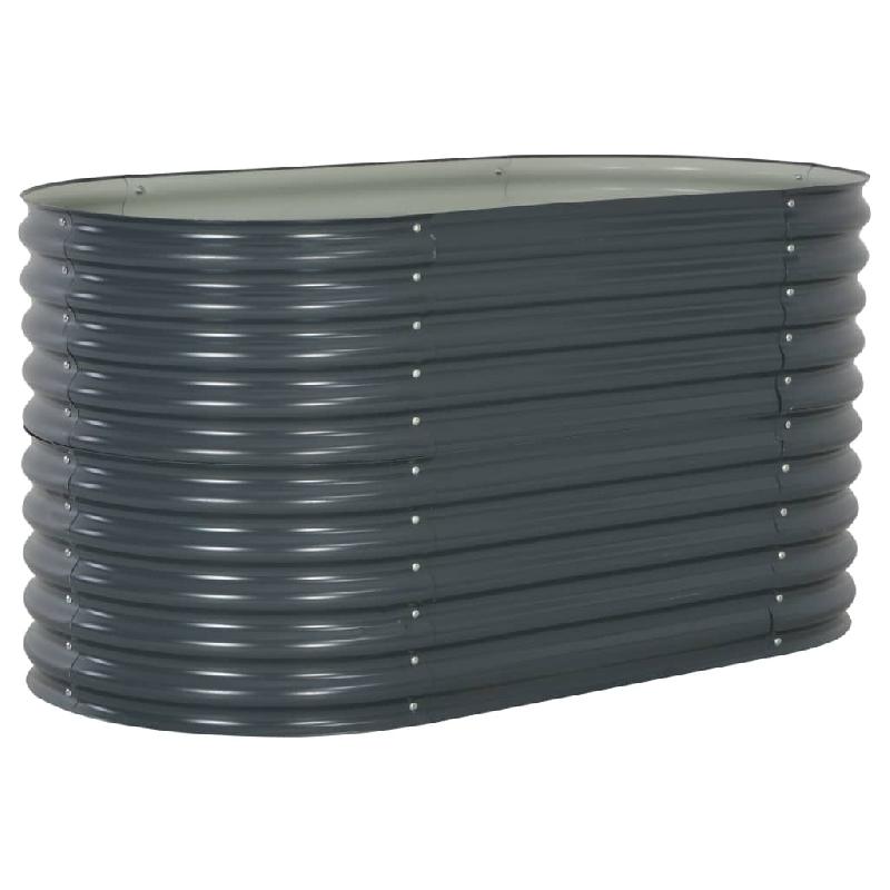 Jardinière lit surélevé en acier galvanisé gris - 160 x 80 x 81 cm pour plantes, fleurs et jardin - Réf. 02_0001007_0