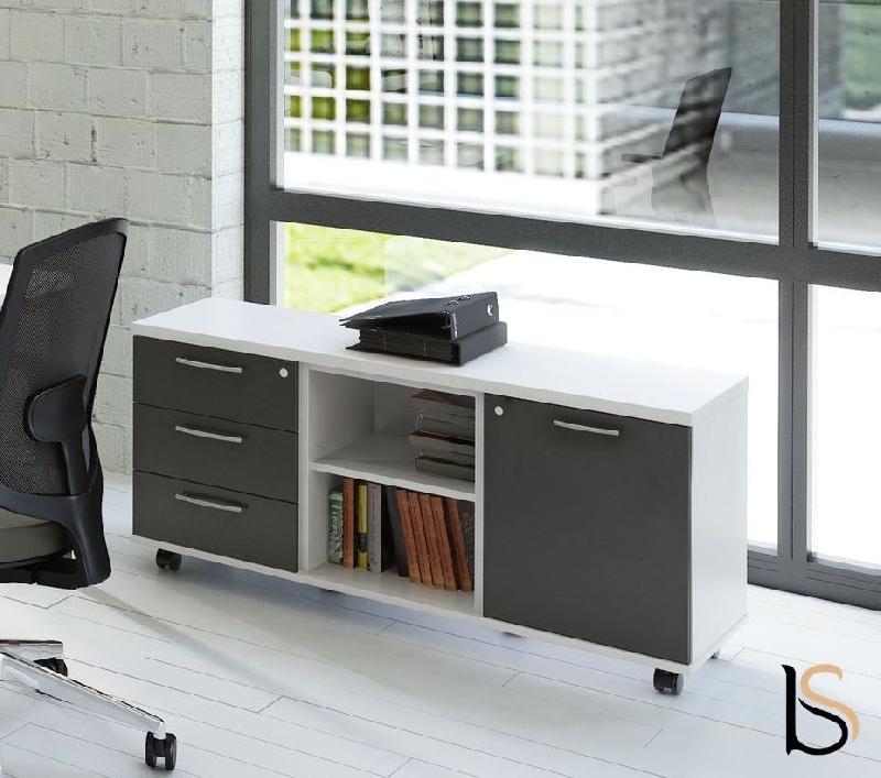 Meuble de service mobile - MDD - Anthracite, Blanc pastel_1