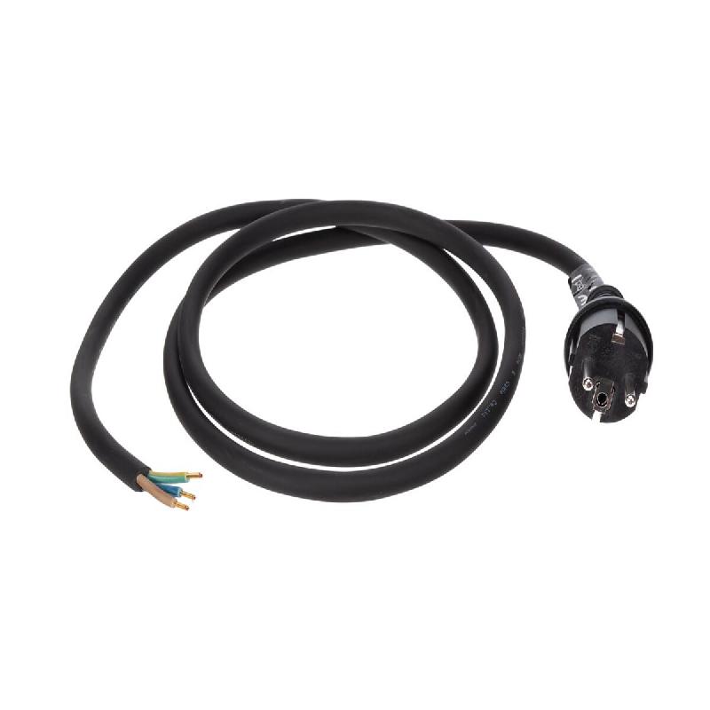 Perel Câble d'alimentation, H05RR-F 3G2.5, 1.5 m, 10 A/230 V, 3680 W, type E/F, usage intérieur, PVC, noir - EPC015R25_0